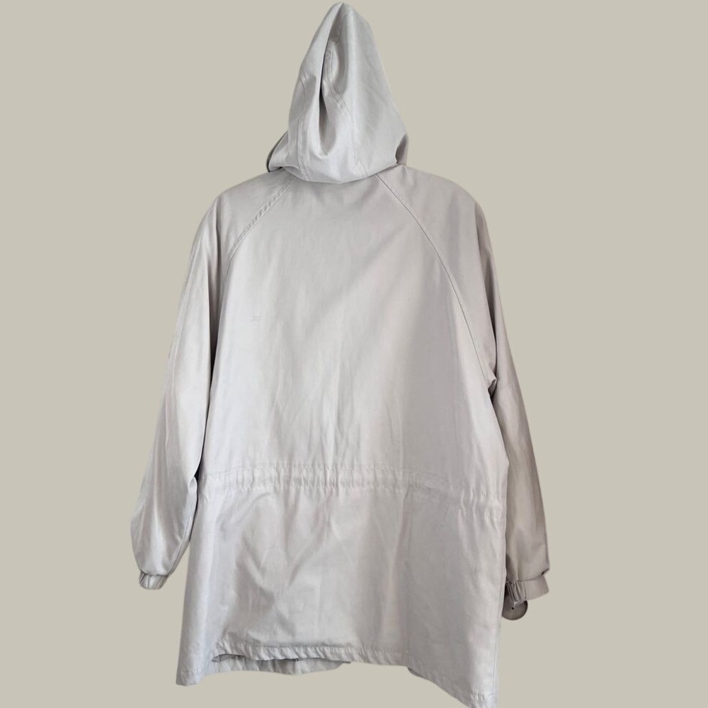 London Fog Hooded Anorak Jacket Womens 2X Beige Stone Zip Utility Parka Coat - Picture 4 of 9